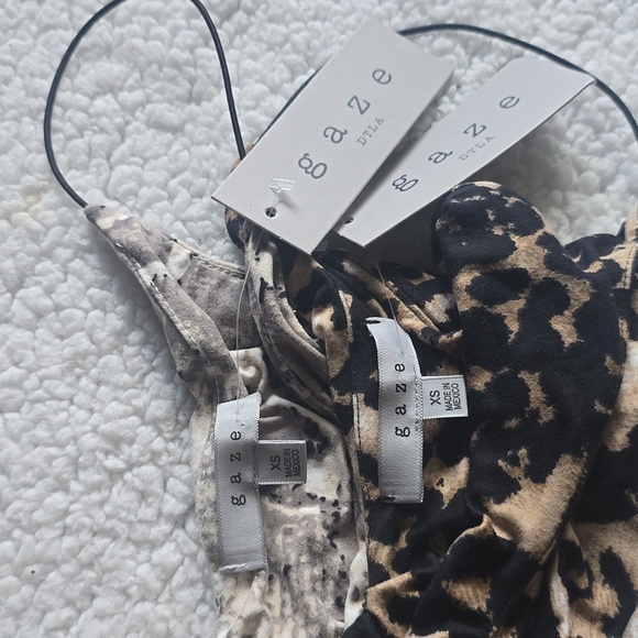 Gaze Animal Print Women's Bodysuit Set Of 2 Tops - Picture 9 of 14